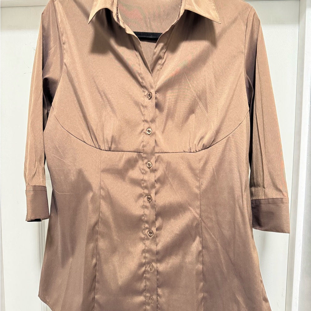 Tunic length fitted Brown Women's Top